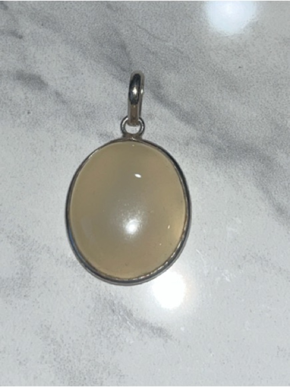 Oval Agate Pendant in Sterling Silver